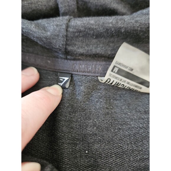 Gymshark Dark Grey Cropped Wrap Back Hoodie Logo Women Sz M Athleisure - Picture 7 of 9